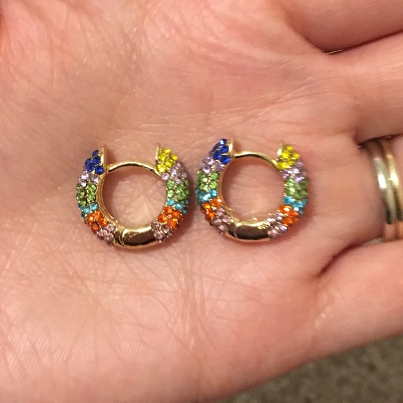 Jewelry - Jackie Multicolored Crystal Huggie Hoops